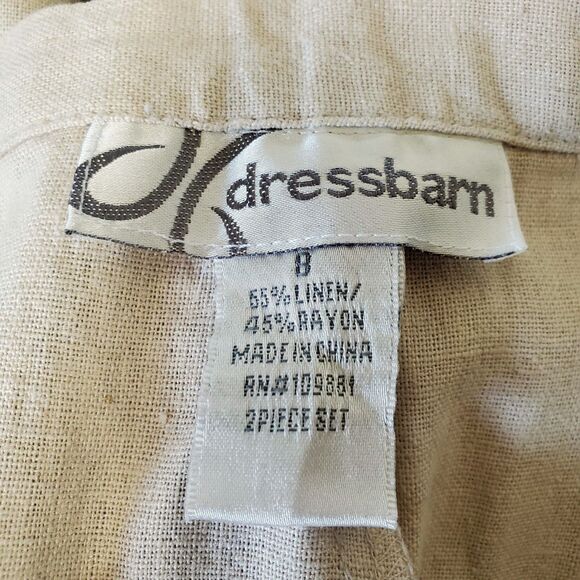 Dressbarn Pants Womens Size 8 Tan Linen Blend Tapered Stitch Hem Elastic Waist - Picture 8 of 10